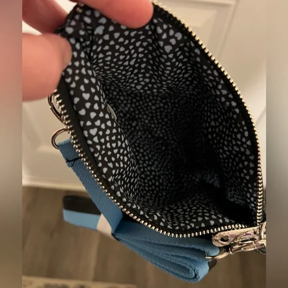 BRIGHTON VIP Sparkle Butterfly Bag Denim Crossbody Stripe Strap NWT - Picture 10 of 12